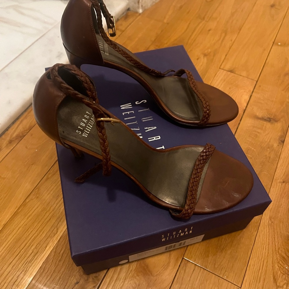 Stuart Weitzman bare braid Dark Brown Women's Heels